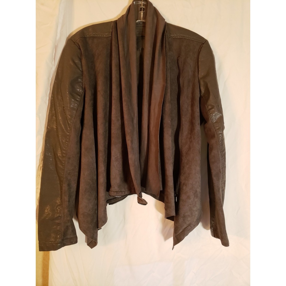 Blank NYC Asymmetrical Zip Jacket Drape Front Dark Gray Women Size S